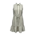 thumbnail image 1 of Vestido George para Mujer Corto con Olan en Ruedo, Sin Mangas, Botones en Pecho Rayas Talla M, 1 of 4