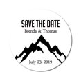 thumbnail image 1 of Darling Souvenir Round 45 Pcs Snowy Mountain Save The Date Stickers Personalized Bride Groom Names And Date Envelope Seals - White, 1 of 4