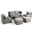 thumbnail image 4 of Ktaxon 7-Piece Modular Patio Sectional Set, All-Weather Rattan Set Grey Cushions, 4 of 13
