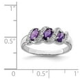 thumbnail image 2 of White Sterling Silver Ring Band Gemstone Amethyst Oval Purple Diamond, 2 of 2
