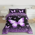 thumbnail image 2 of Homewish Dreamy Glitter Butterfly Queen Comforter Set for Women, Black Purple Sequin Print Bedding Sets, Kawaii Animal Reversible Bedding Comforter Set, Lightweight Room Decor, 3 Pieces, 2 of 8