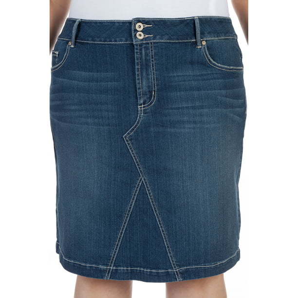 Faded Glory - Women's Plus-Size Denim Skirt - Walmart.com - Walmart.com