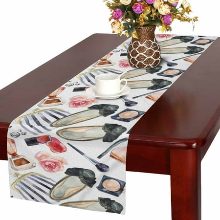 Linen Wedding Clothes - MKHERT Watercolor Women's Beauty Fashion Cosmetics and Clothes Table Runner for Office Kitchen Dining Wedding Party Banquet 16x72 Inch