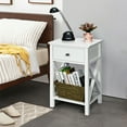 thumbnail image 2 of Costway Nightstand Chair Side End Table with Drawer & Shelf Bedroom Furniture White, 2 of 11