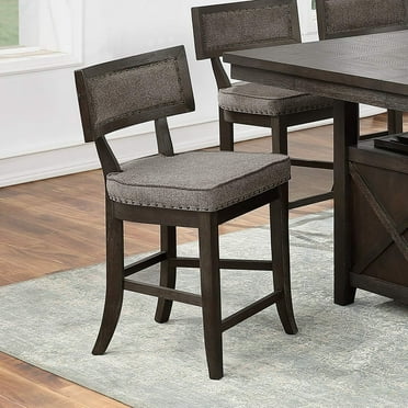 Modern 4pcs High Chairs Kitchen Dining Room Rustic Espresso Finish Counter HT Chairs Fabric Cushion Seats