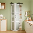 thumbnail image 2 of 40" X 84" Paintable Frosted Glass Bi-Fold Sliding Barn Door, Pre-Assembled Solid Core Panel Bifold Barn Door With Hardware Kit Included, Water-Resistant Primed White Finish(pantry,closet), 2 of 7