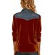 thumbnail image 4 of Camisetas de Manga Larga de Negocios Casual para las Mujeres Slim-Fitting Gold Velvet Denim Patchwork Pullover, Camisetas de Manga Larga de las Señoras para el Trabajo Diario de la Oficina, 4 of 7