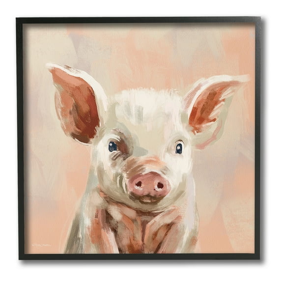 Stupell Industries Traditional Piglet Painting Animals & Insects Painting Black Framed Art Print Wall Art, 12 x 12