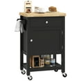 thumbnail image 1 of HOMCOM Kitchen Cart on Wheels with Towel Rack, Drawer and Cabinet, Black, 1 of 10
