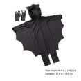 thumbnail image 5 of 1 juego de disfraz de actuación de escenario para niños, mono de fiesta de Halloween, disfraz de murciélago animal con guantes (negro S), 5 of 5