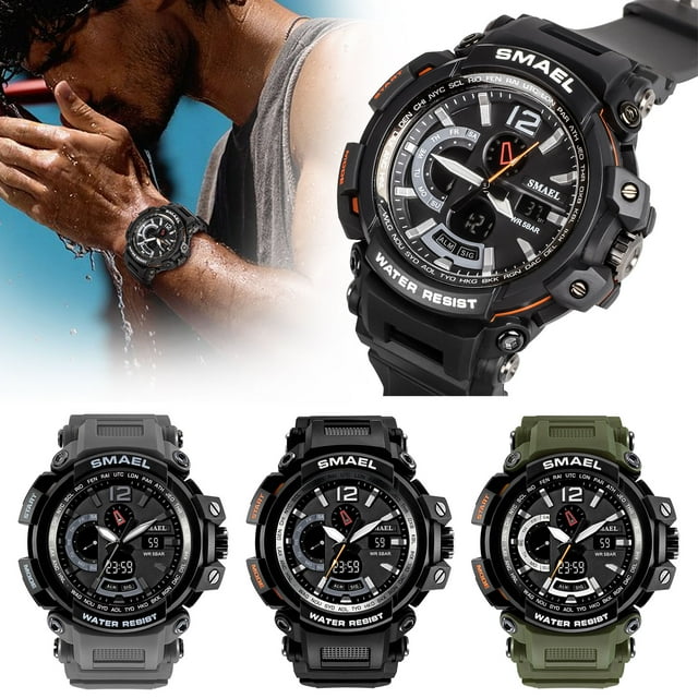 Montre pour Hommes à Bracelet en Caoutchouc, Montre de Sport Multifonction avec Rétroéclairage, Affichage de la Semaine, Réveil, Chronographe, Calendrier, Diverses Fonctions, Montres Étanches avec Cadran en Acrylique, pour Sports Quotidiens, Travail, Décontracté