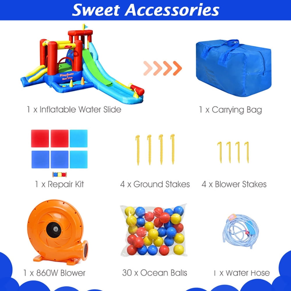 Aimee Lii 9-in-1 Inflatable Kids Water Slide Bounce House with 860W Blower, Playhouse for Kids Outdoor Aimee Lii 9-in-1 Inflatable Kids Water Slide Bounce House with 860W Blower, Playhouse for Kids Outdoor