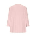 thumbnail image 4 of Plus Size Eyelet Tops for Women Casual 3/4 Sleeve Solid Color Henley Shirts 2024 Womens Notch V Neck Emboridery Summer Blouses,Pink,Small, 4 of 5