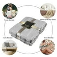 thumbnail image 6 of Napa Plush Cashmere Throw Blanket Light Grey, 90"x90" Queen/Full, Striped Reversible Velvet Luxury Fleece Warm Bed Couch Blanket, Super Soft and Cozy, 6 of 9