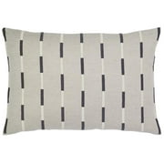 Natural Linen with Rectangle Embroidered Stripes Pillow Cover