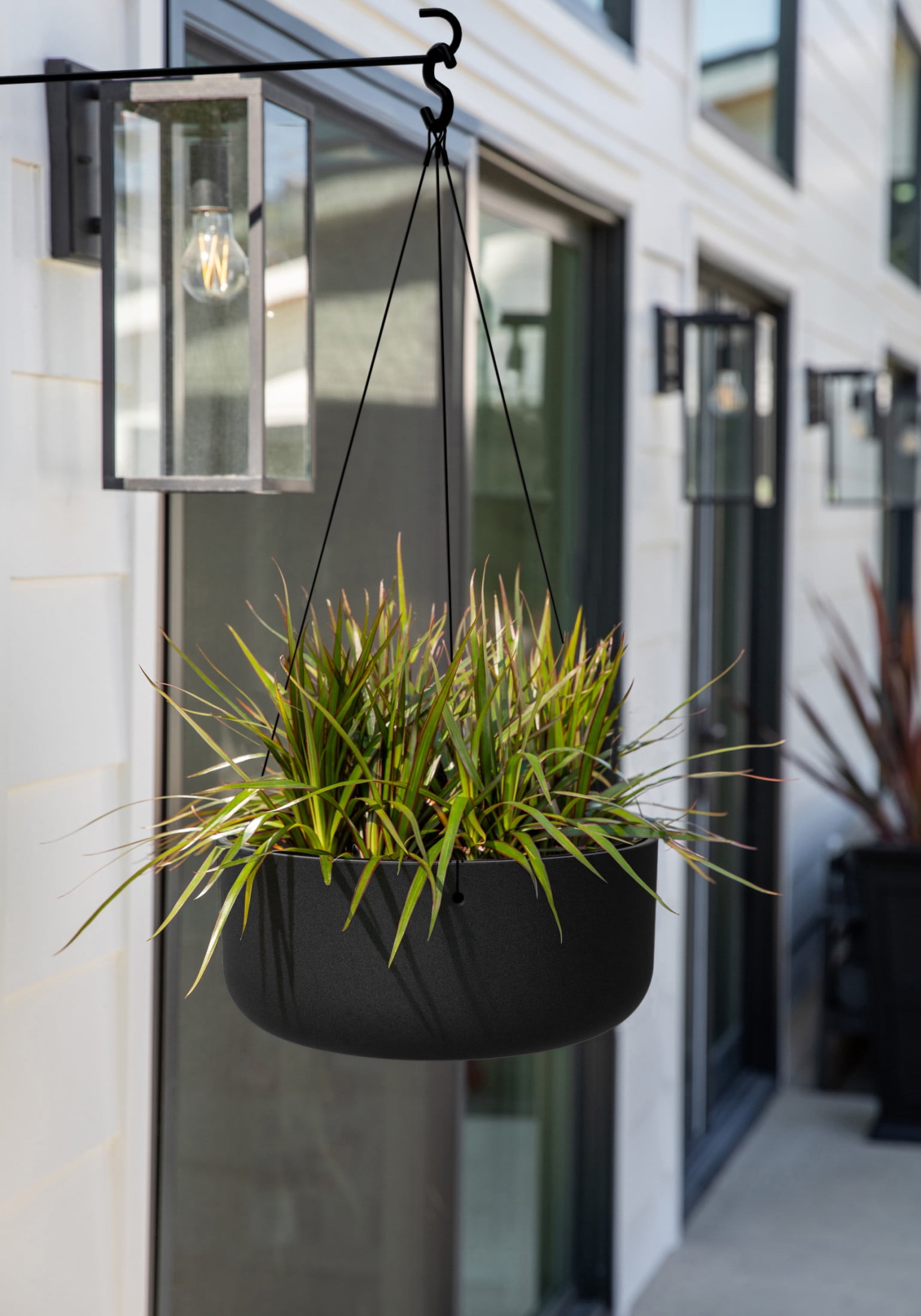 Veradek Mason Series Hanging Kona Bowl 14" Plastic-Stone Planter 2-Pack Black