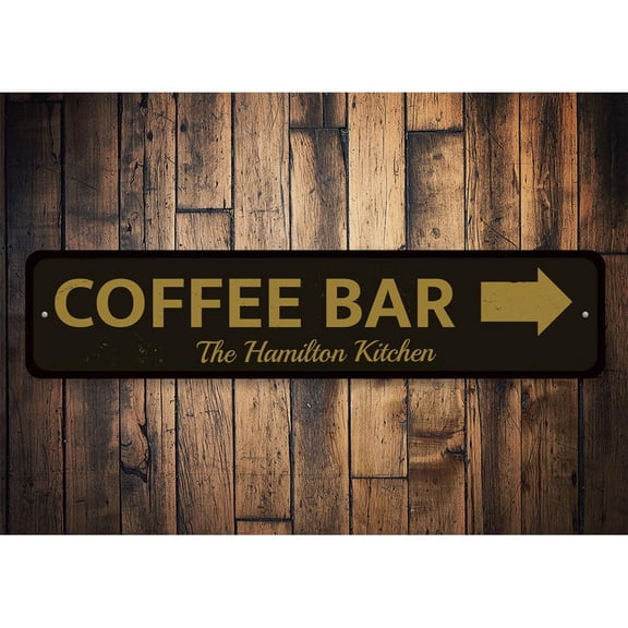 Coffee Bar Arrow Novelty Sign, Metal Wall Decor - 4x18 inches
