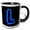 Black/White, variant on 3drose, Monogram Letter L Abstract Neon Blue Lit Shining Illuminated, 11oz Magic Transforming Mug