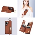 thumbnail image 4 of JTCASES for Samsung Galaxy S24 Ultra Case, PU Leather Lychee Pattern Zipper Purse Finger Ring Buckle Card Slots Stand Shell for S24 Ultra Wear-resistant Shockproof Wallet Cover, Brown, 4 of 8