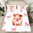 thumbnail image 2 of Erosebridal Cartoon Guinea Pig King Sheet Sets, Pink Bow-tie Bedding King Size, Cute Hamster Decor 4pcs, 2 of 7