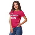 thumbnail image 2 of Inkmeso Crew Neck Blessed Mama Graphic Tshirt Short Sleeve Women Cotton Tee, 2 of 9