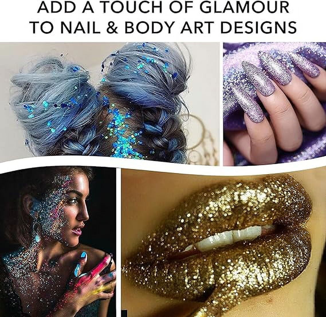 Nail Glitter - Platinum Hollographic Fine Glitter in Jar - 12 Oz Glitter for Crafts - Glitter for Slime - Face Glitter - Candle Glitter - Body Glitter