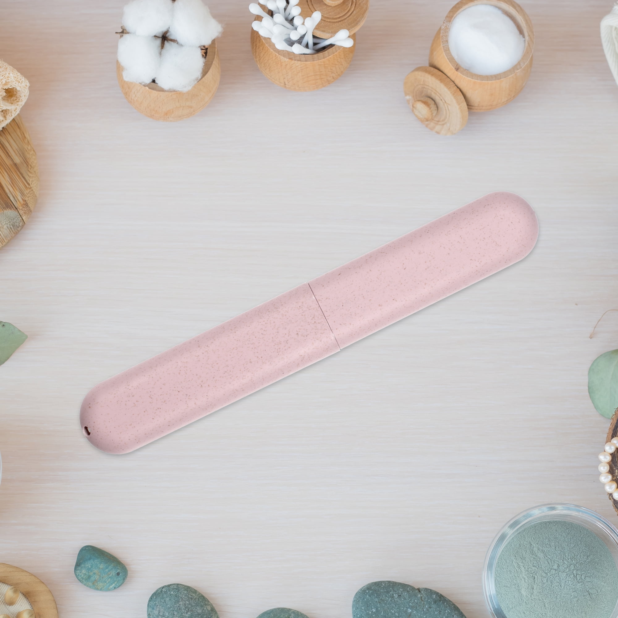 Unique Bargains 1Pc Traveling Toothbrush Holders Case for Travel Pink 8.07"x1.22"x0.83"