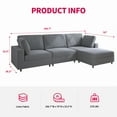 thumbnail image 5 of Mjkone 106" L Shaped Sectional Couch, Upgraded Linen Fabric Sectional Sofa with Chaise, Oversized Couches and Sofas for Living Room (Dark Gray-Right), 5 of 5