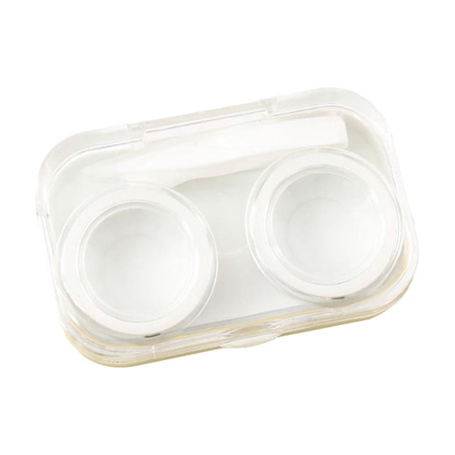 White Contact Lens Case Portable Travel Lens Storage Box Compact Holder for Daily Use With Tweezers Slot Carrying Case