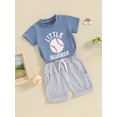 thumbnail image 2 of Toddler Baby Boy Baseball Outfit Baseball Short Sleeve T-Shirt +Elastic Waist Shorts Set 2Pcs Summer Cute Clothes, 2 of 7