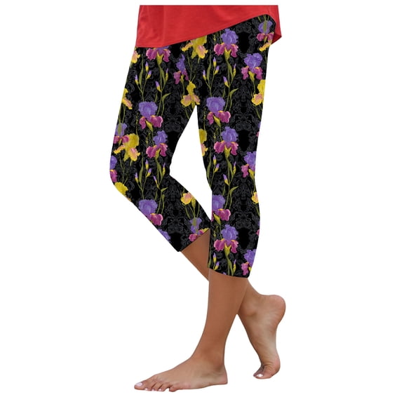 felwors Tummy Control Workout Capris Leggings for Women High Waist Athletic Yoga Pants with Pockets Gym Running Hiking Purple for Size S