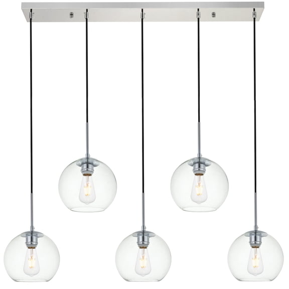 Baxter 5 Lights Chrome Pendant With Clear Glass