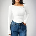 thumbnail image 6 of Posijego Going out Tops for Women Ribbed Long Sleeve Shirts Strenth Slim Basic T-Shirts Trendy Clothes, 6 of 7