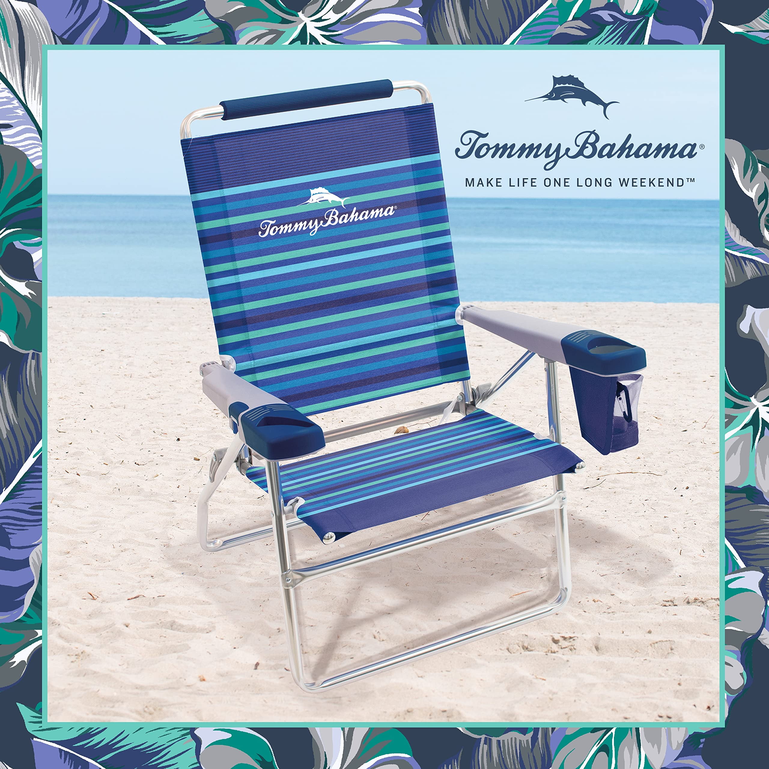Tommy Bahama Beach Chair Folding Backpack Deck Chair Hardwood Arms NEW 6 COLORS 