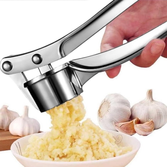 Professional Garlic Mincer, Heavy-Duty Stainless Steel Garlic Crusher with Ergonomical Handles, Effortless to Use and Clean for Fresh Sauces & Cooking