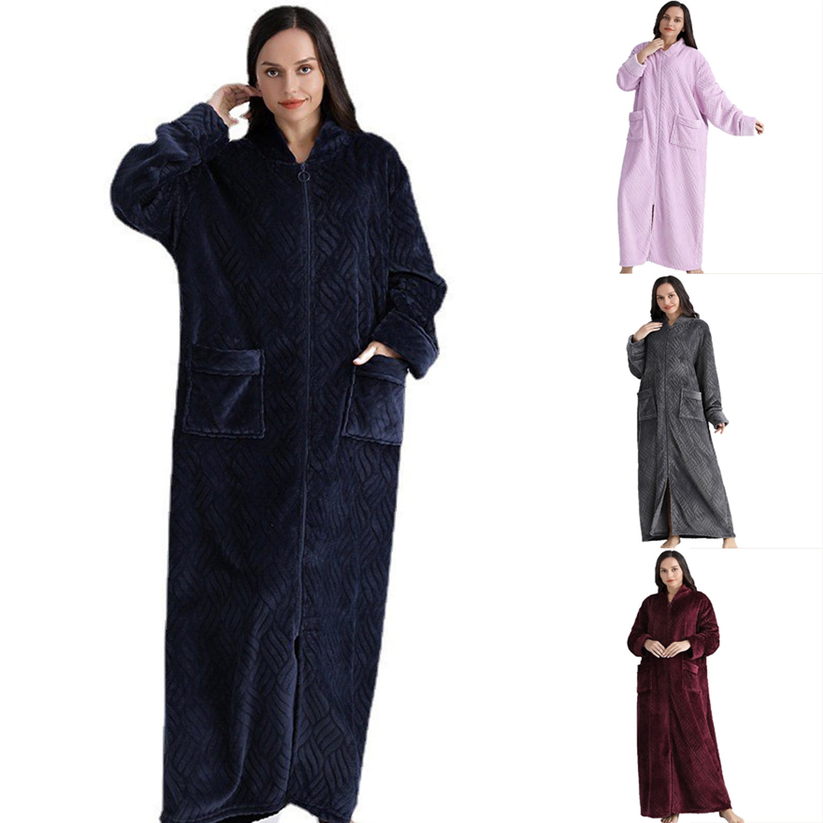 Fluffy Dressing Gown for Women,Ladies Teddy Fleece Nightgowns Full