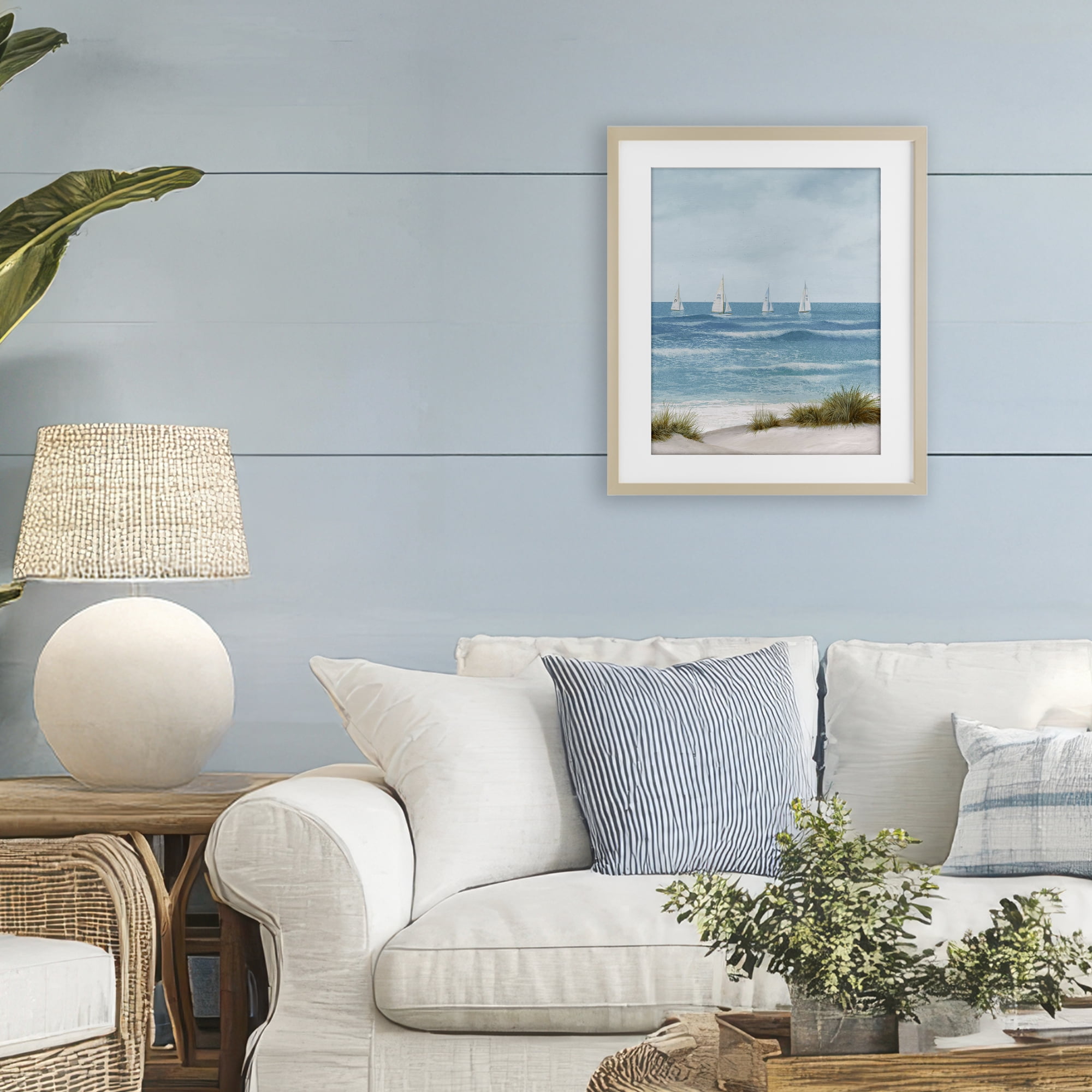 Stupell Industries Boats Sailing Away Birch Framed Print Under Glass, design by Lorenzo Collective