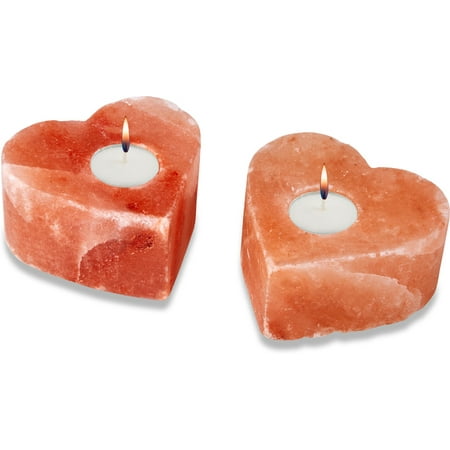 Heart Candle - Zennery Himalayan Salt Heart Shaped Candle Holders - Set of 2