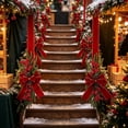 thumbnail image 3 of Christmas Velvet Ribbon Door Hanger, Double Ended Pine Berry Pinecone Decoration with Red Bow for Front Door, Window, Wall, Porch, Entryway and Indoor Seasonal Display, B, 3 of 8