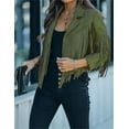 thumbnail image 1 of utcoco Women's Short Fringe Leather Jacket Moto Biker Open Front Tassel Coat, 1 of 3