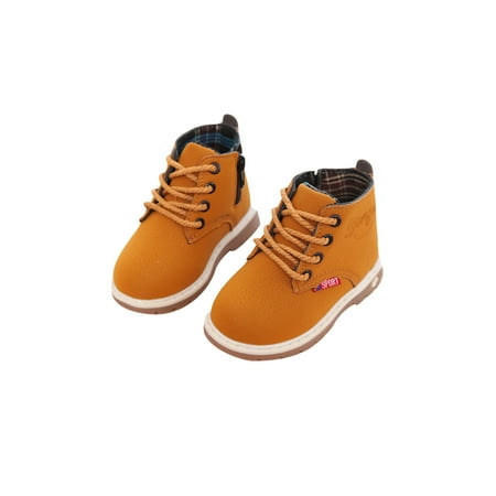 

Ritualay Boys Waterproof Short Bootie Breathable Zipper Ankle Boots Walking School Plush Lining Yellow 5C