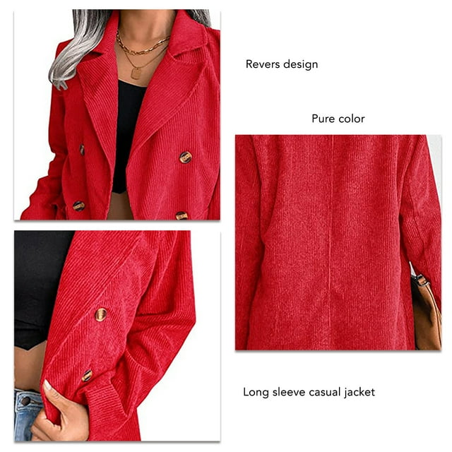Veste d'Hiver, Veste à Boutons Élégante et Confortable au Design Réversible pour Usage Quotidien Rouge TTG