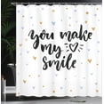 thumbnail image 4 of Ambesonne Saying Shower Curtain, You Make My Heart Smile, 69"Wx70"L, Black and Blue, 4 of 5