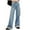 *Light Blue, variant on No Boundarie Women's Stretchy High Waisted Jeans With Pocket,Ladies Y2K Cargo Wide Leg Denim Pants,Loose Vintage Jeans Trousers For Women,Gray,Size S