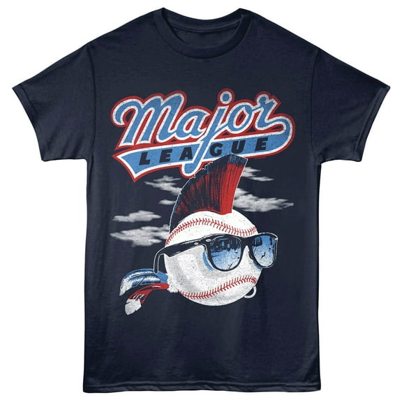 Major League Wild Thing Baseball Clouds Men's T Shirt (Navy, Adult2XL)