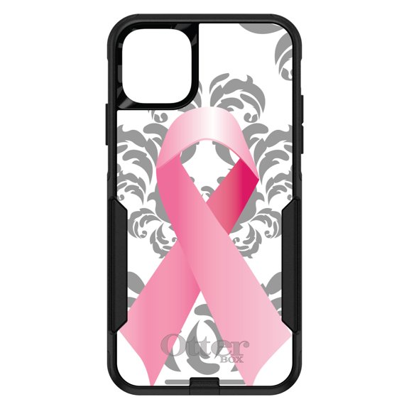 DistinctInk OtterBox Commuter Custom Case for Apple iPhone 15 (6.1" Screen) - Breast Cancer Awareness - Wireless Charging Compatible