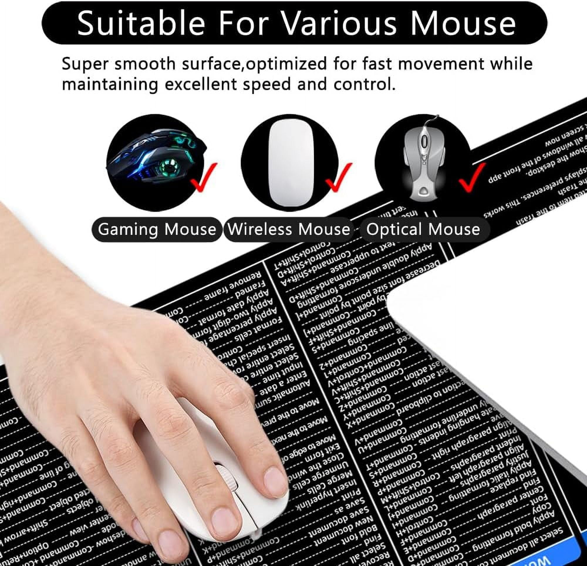 MAC Shortcut Key Mouse Pad Black Large Gaming Mouse Pad XL Desk Mat 31.5x11.8x0.12 inch Large Mouse Pad for Desk (MAC Shortcut Key)