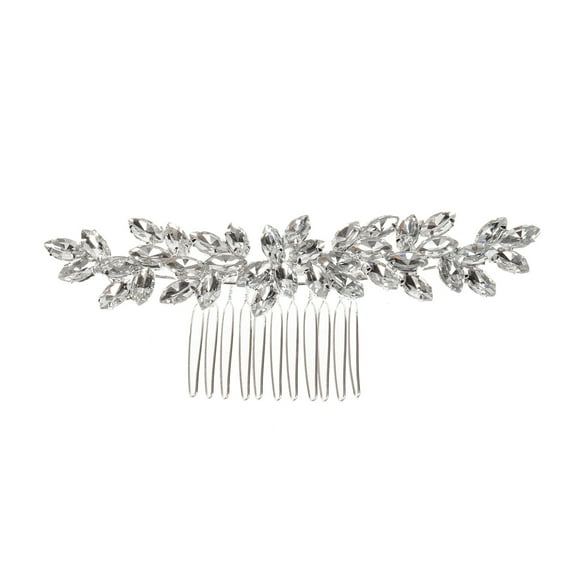 Namzi Bridal Flower Wedding Hair Pins Crystal Pearl Hair Combs Clips Headpiece Gold Wedding Hair Accessories Jewelry with Rhinestone for Brides Bridesmaids Women Girls (Silvery)