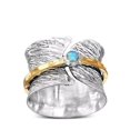 thumbnail image 4 of Blue Fire Moonstone Spinner Ring, 925 Sterling Silver Ring, Gold Plated Spinner Ring, Wide Band Ring, Meditation Ring, Anxiety Silver Ring**, 4 of 9