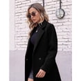 thumbnail image 4 of PUWEI Women's Casual Lapel Collar Wool Coat Single-Breasted Peacoat with Pockets, 4 of 7